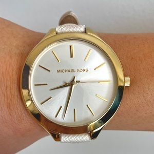 Michael Kors white & gold tone watch